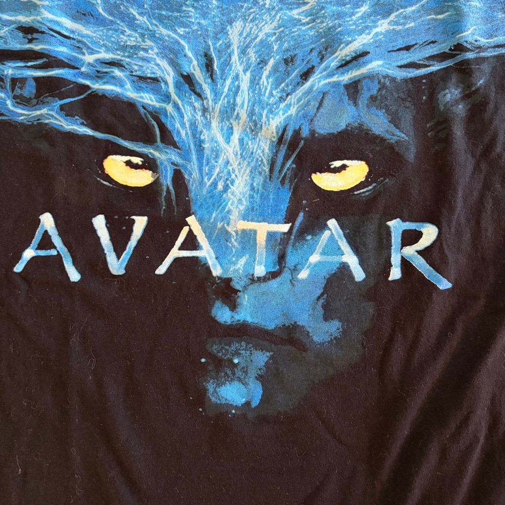 Avatar Movie Promo T-Shirt 2010 James Cameron Na'vi Graphic Black Large EUC